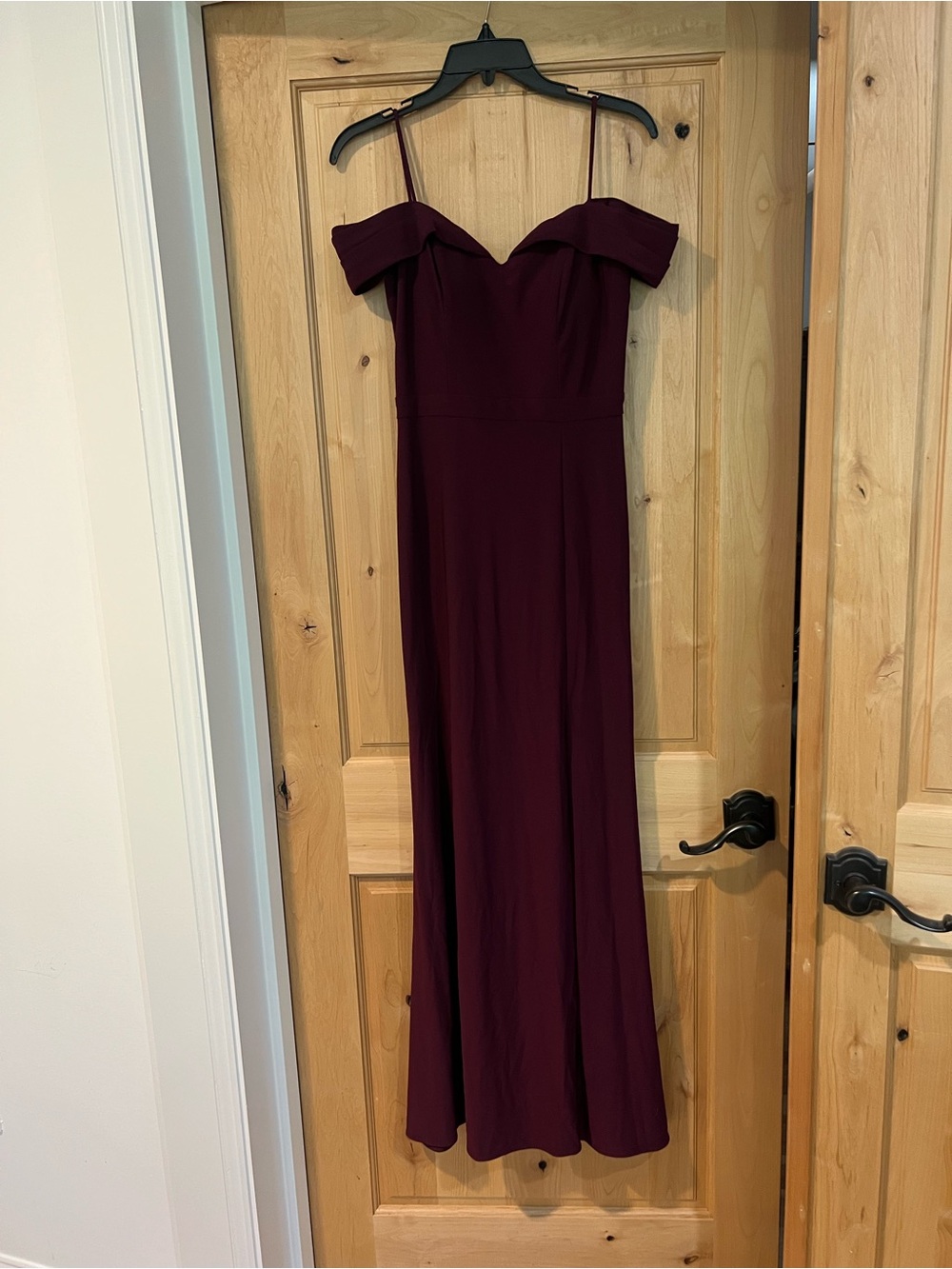 Elegant Off-Shoulder Floor Length Dress in Burgundy